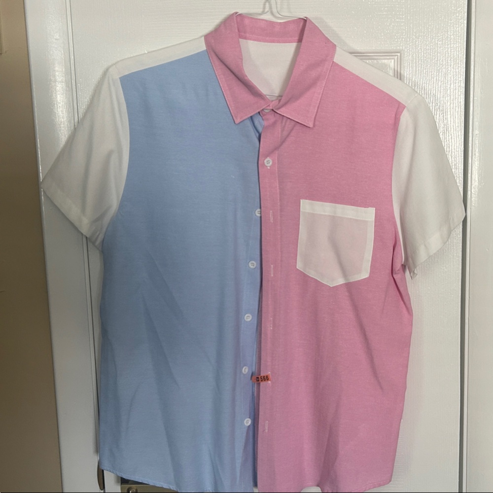 Taylor Swift Blue and Pink Casual Button Down Shirt, lover shift!